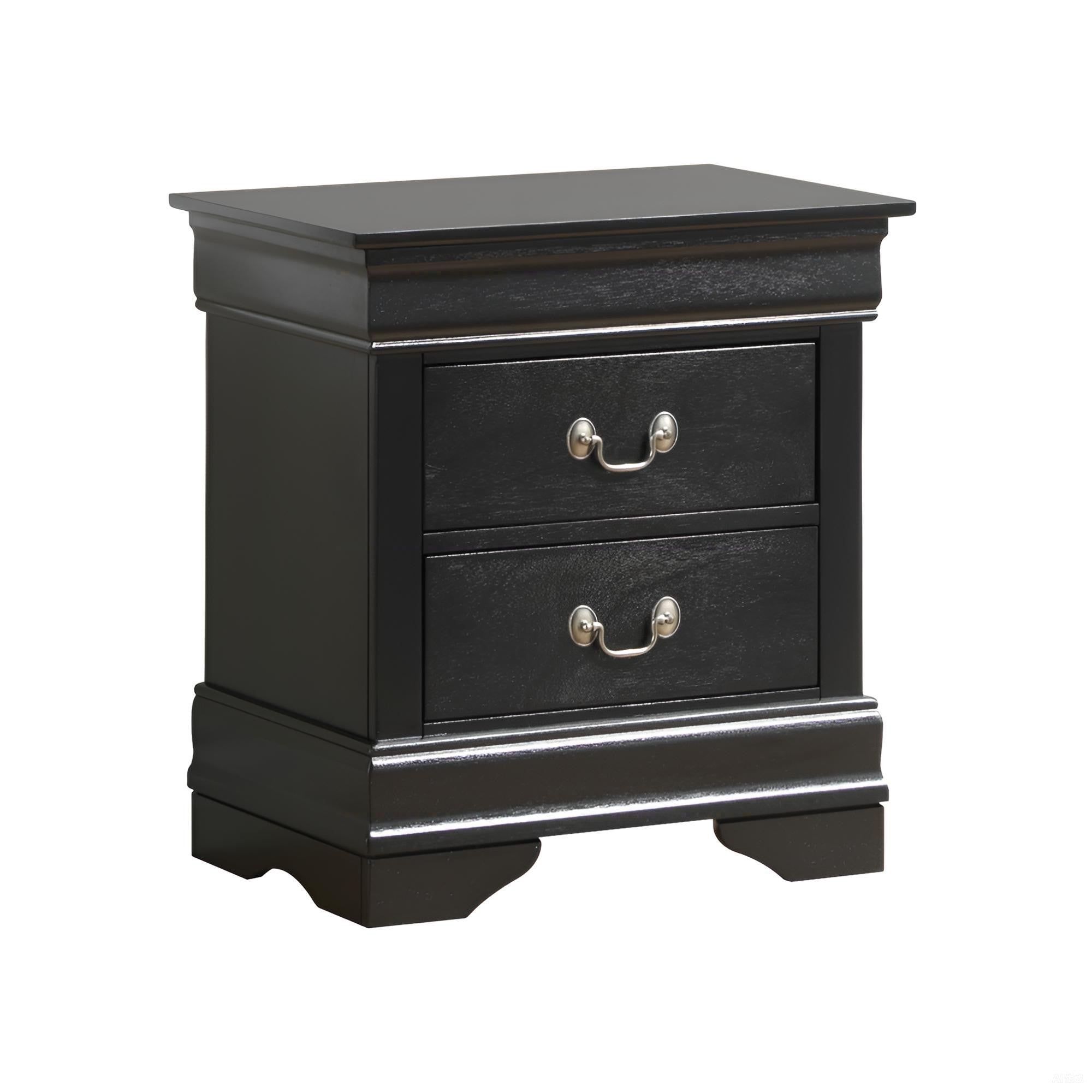 Modern Black Particle Board Nightstand with Storage