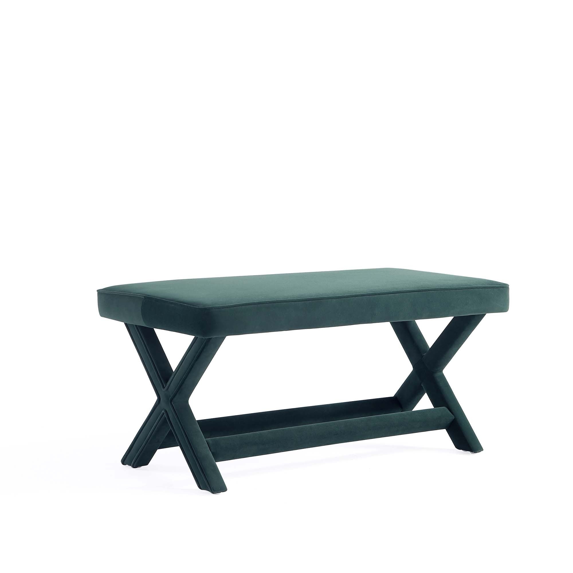 Abigail Upholstered Velvet Accent Bench - Forest Green