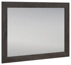 Fraluna bedroom mirror with charcoal wood-look frame, rectangular glass panel