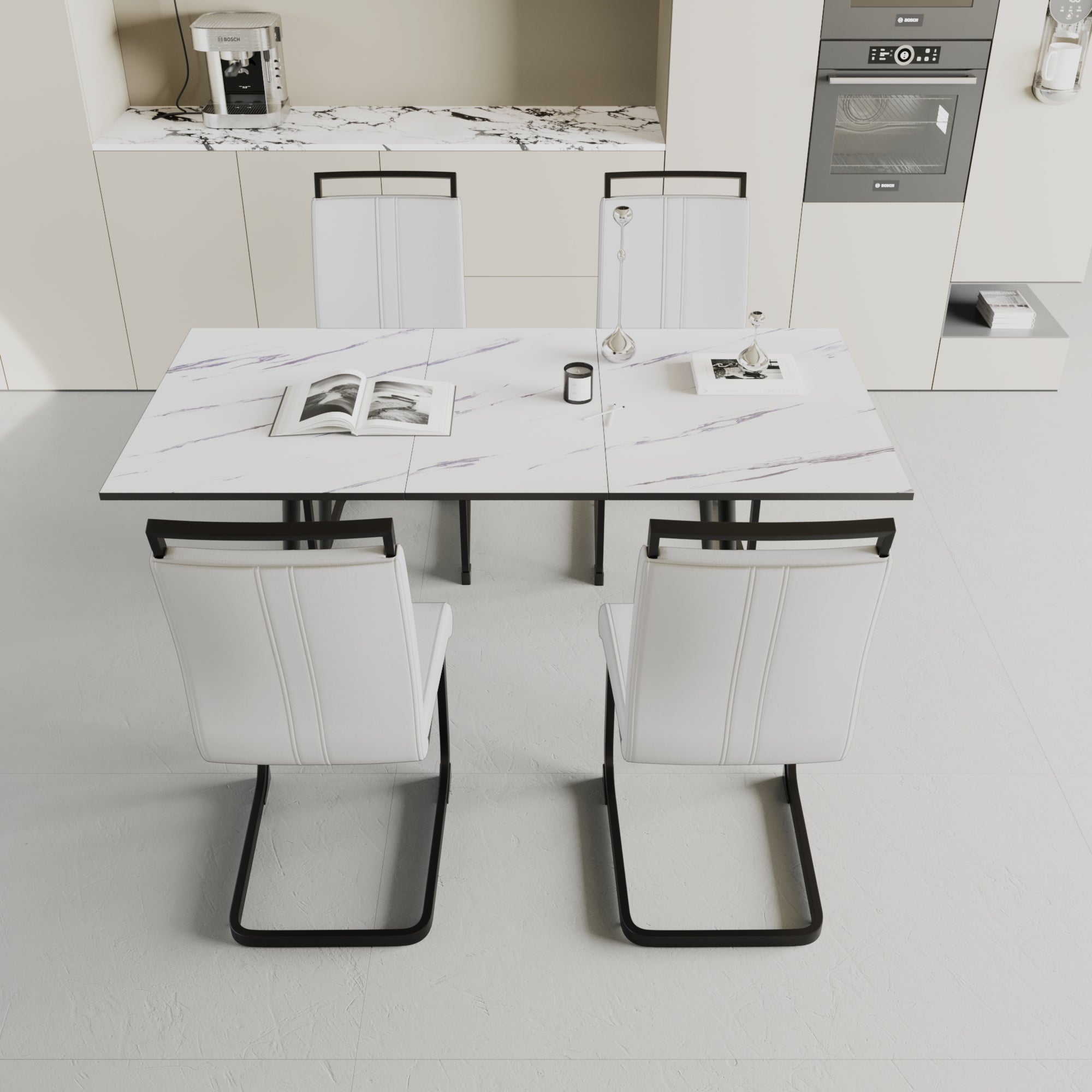 47"-63" Extendable Dining Table Set for 2-6 People