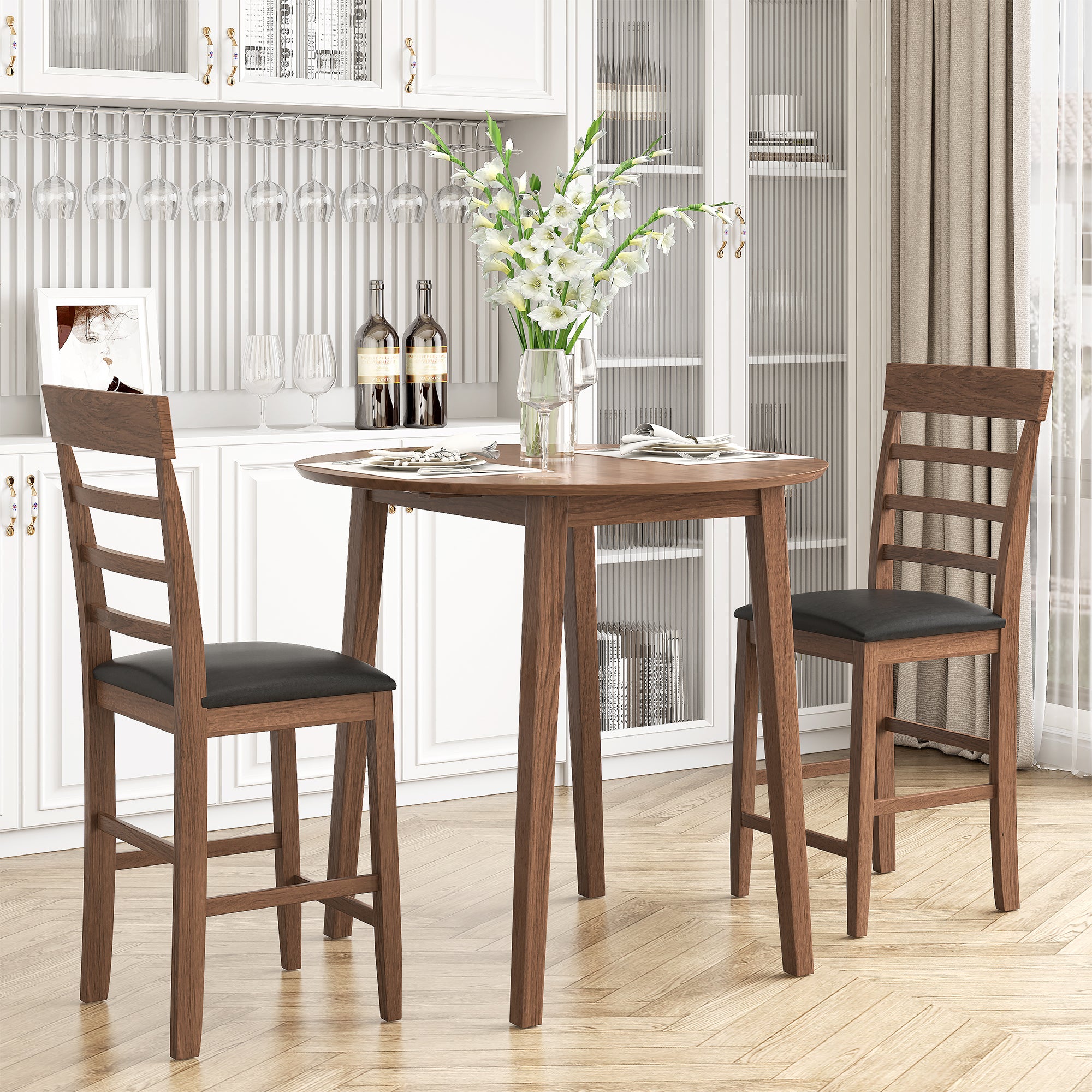 Retro 3-Piece Drop-Leaf Table Set