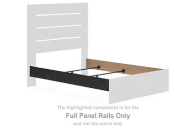 Dark gray full panel bed rails with vertical slats and side frame