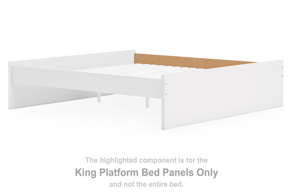 King platform bed panels, white side rails and end panels