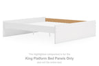 King platform bed panels, white side rails and end panels