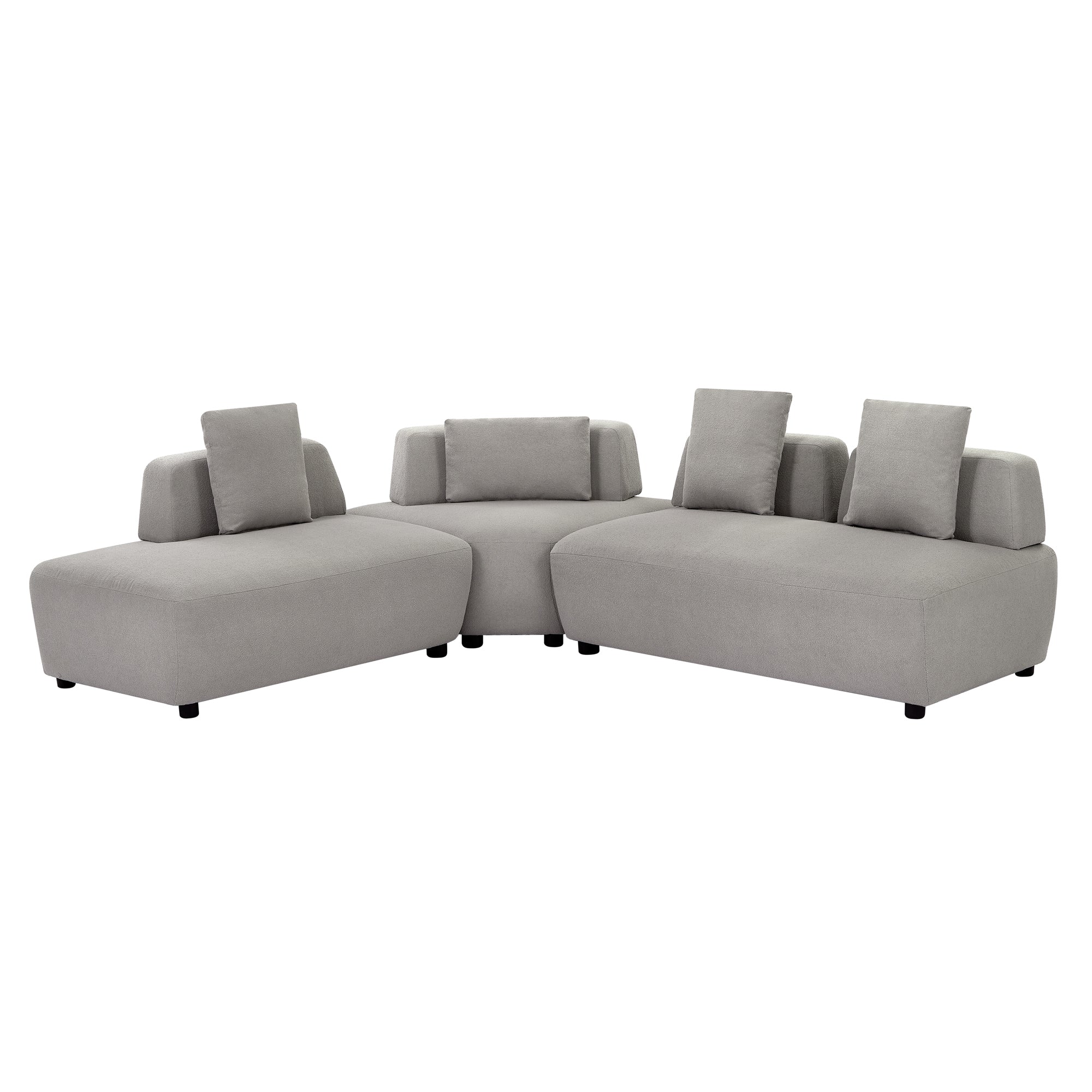 gray boucle l shaped sectional