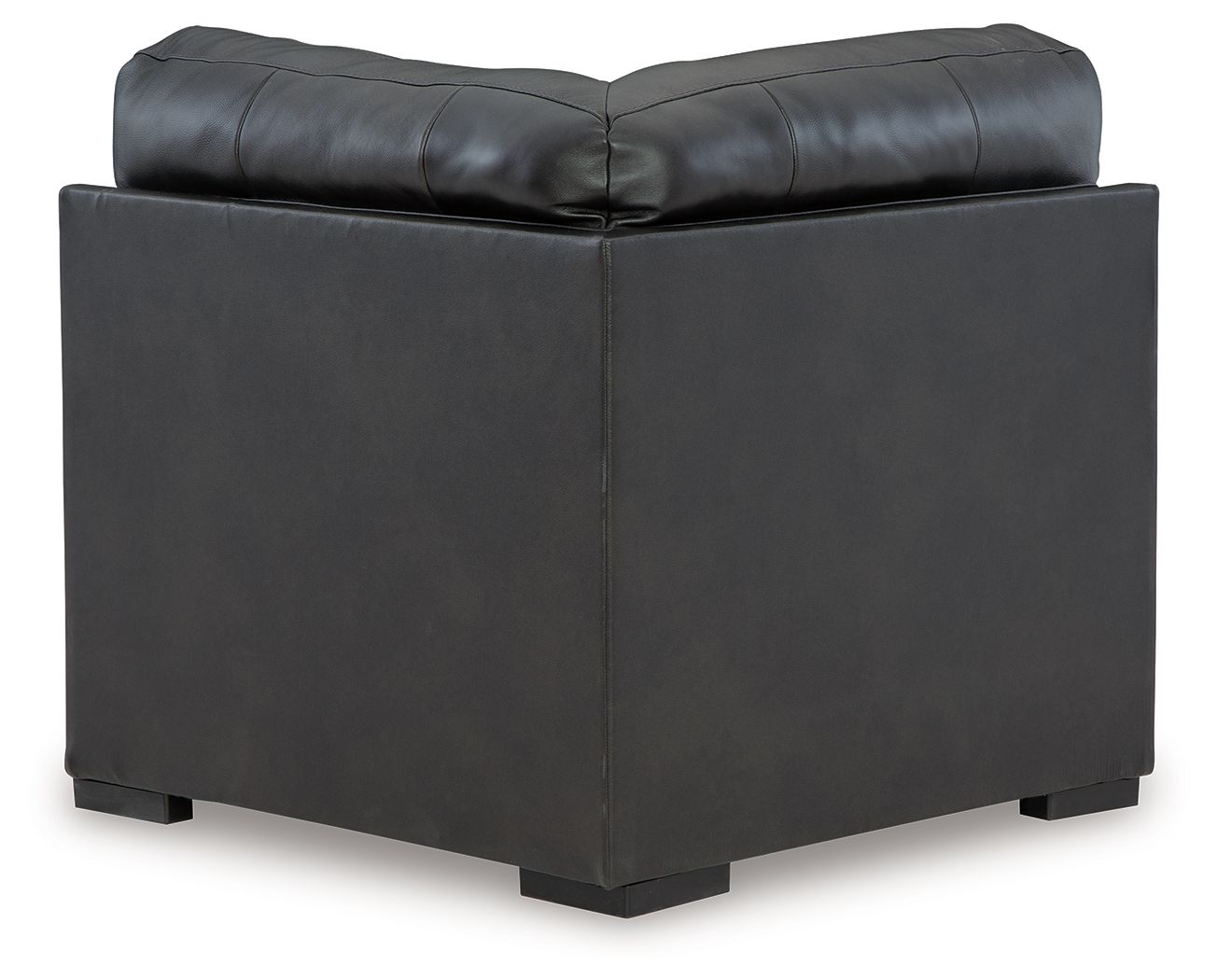 Dark gray leather-look wedge armchair with back panel and square legs