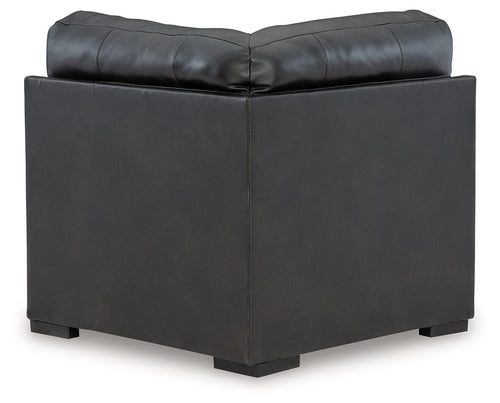 Dark gray leather-look wedge armchair with back panel and square legs