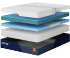 Nectar memory foam mattress showing white top and blue foam layers, side logo
