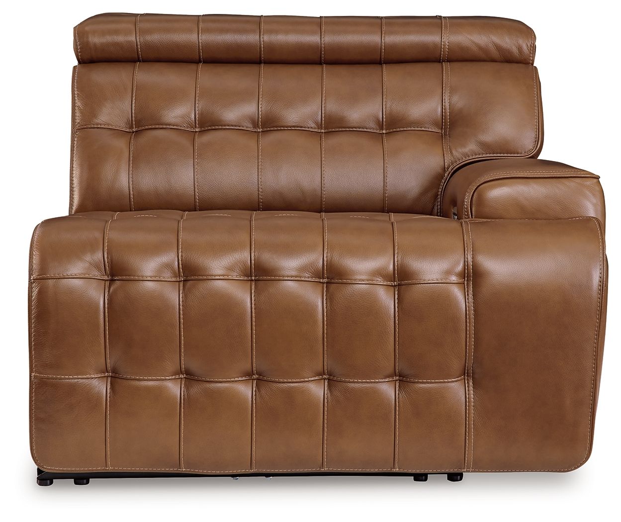 Chocolate brown power wall recliner with tufted cushioned back and track arms