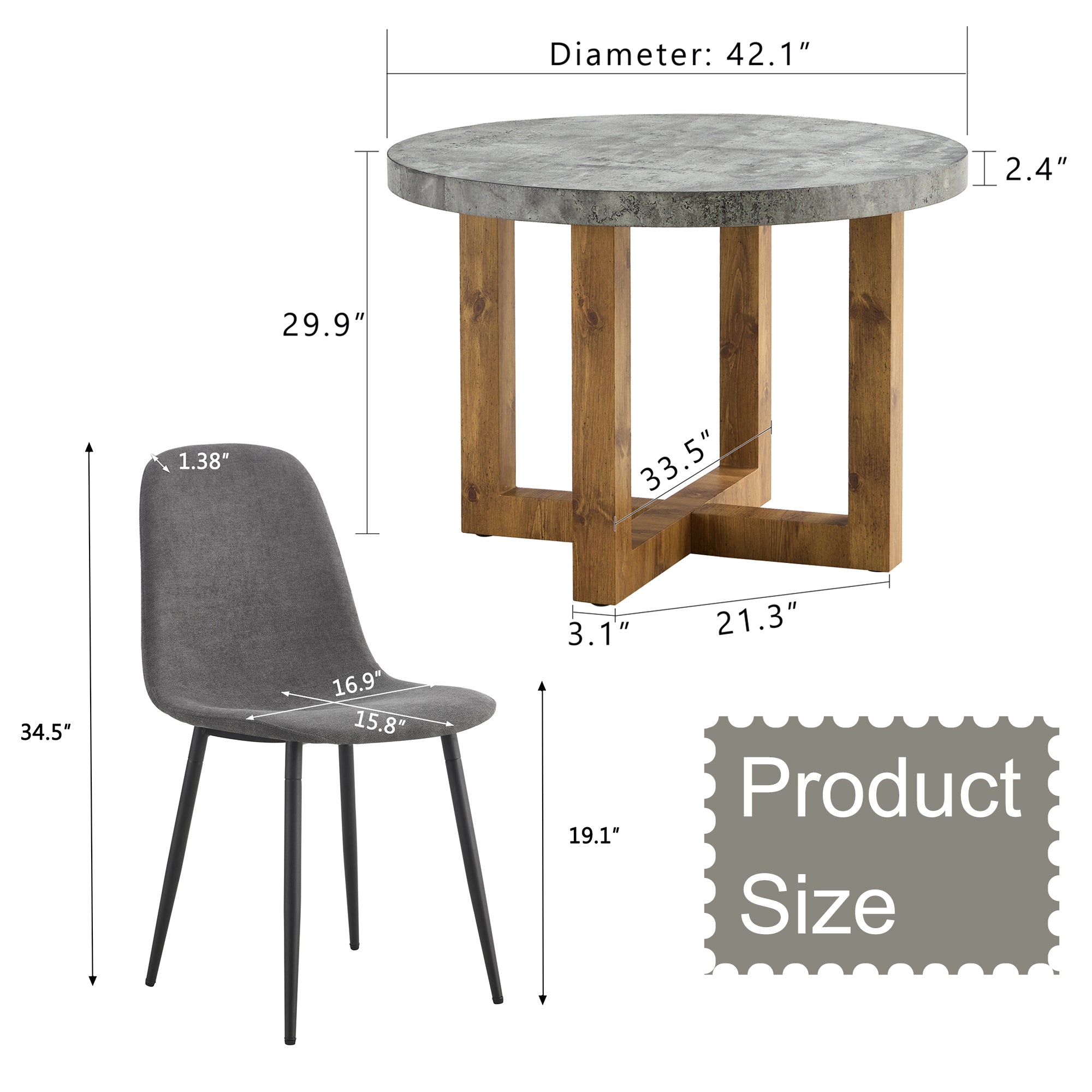 Modern Circular Dining Table Set with 6 Chairs