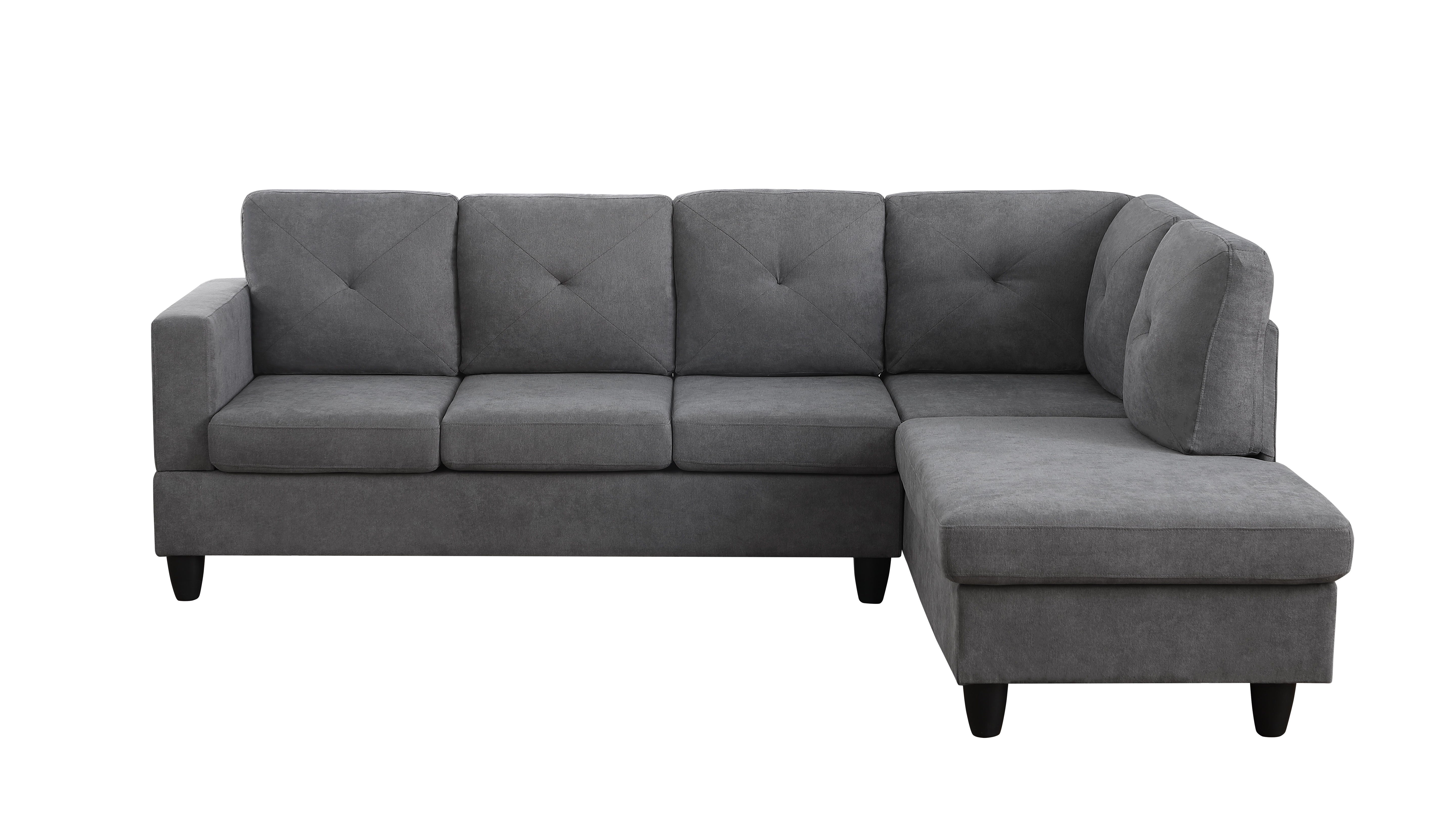 Ivan - Woven Sectional Sofa With Right Facing Chaise - Dark Gray