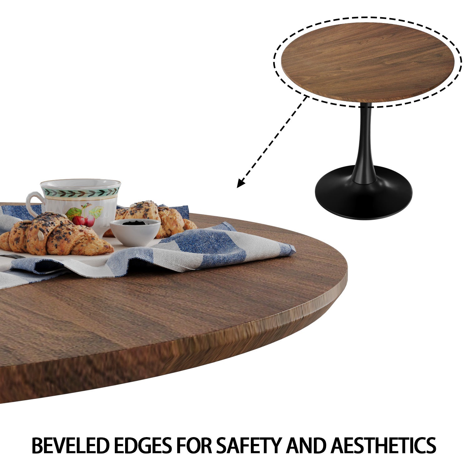 Tulip Dining Table Set, 31.5" Round, Gray