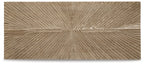 Rectangular distressed wall decor panel with horizontal chevron ray texture