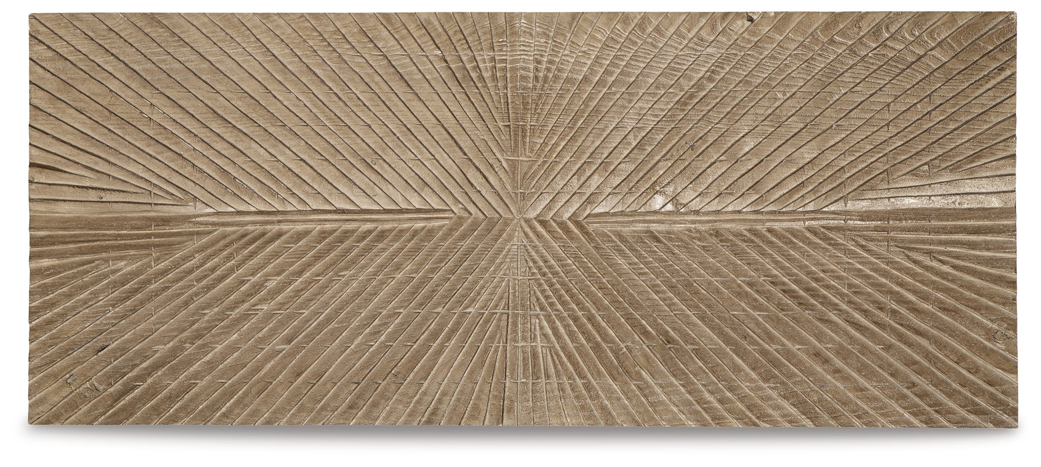 Rectangular distressed wall decor panel with horizontal chevron ray texture