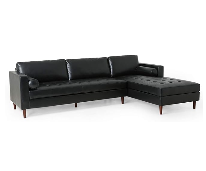 Midnight Black Chaise Sectional Sofa