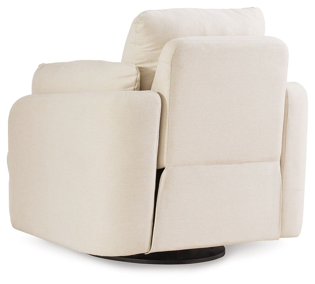 Oyster cream fabric swivel glider recliner with raised back and side arms
