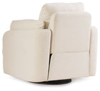 Oyster cream fabric swivel glider recliner with raised back and side arms