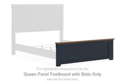 Landocken - Brown / Blue - Queen Panel Footboard With Slats