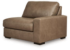 Corner chair with padded arms, faux leather upholstery, dark taupe, square legs
