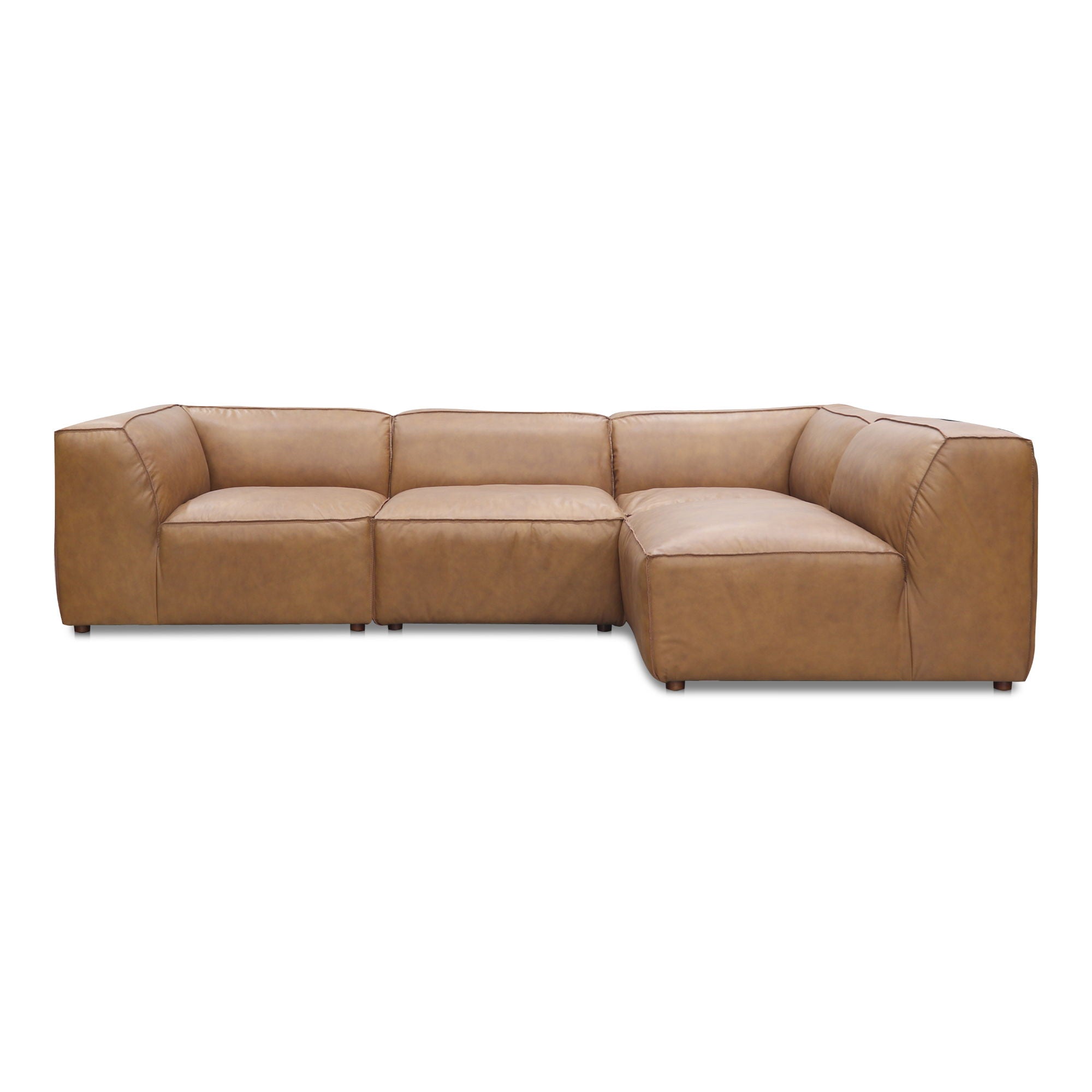 Tan Leather Modular Sectional - Form Signature, Comfy-Stationary Sectionals-American Furniture Outlet