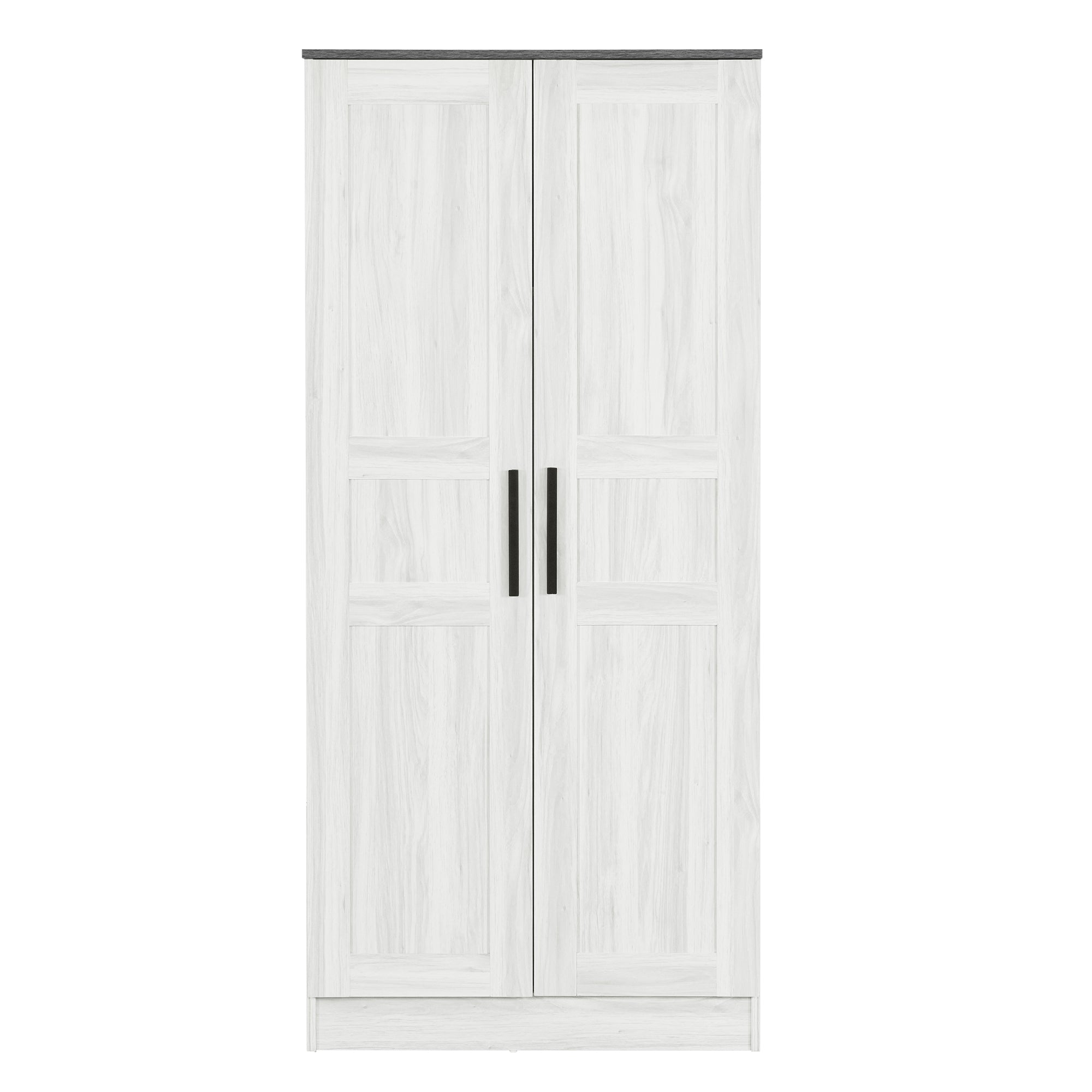 Modern 2-Door Wardrobe Armoire w/ LED - Grey