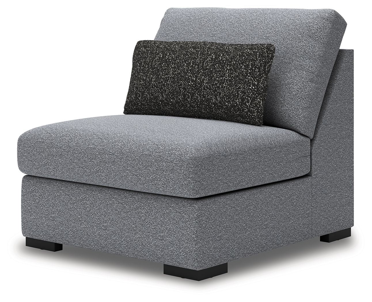 Bealton armless chair in salt-and-pepper gray fabric with dark speckled lumbar pillow