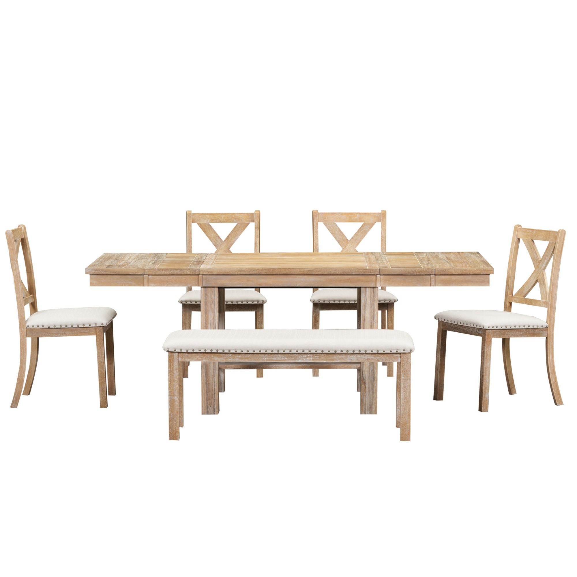 82" Farmhouse Dining Table Set, 6-Piece