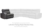 Gray left-end power recliner component with quilted back in sectional layout