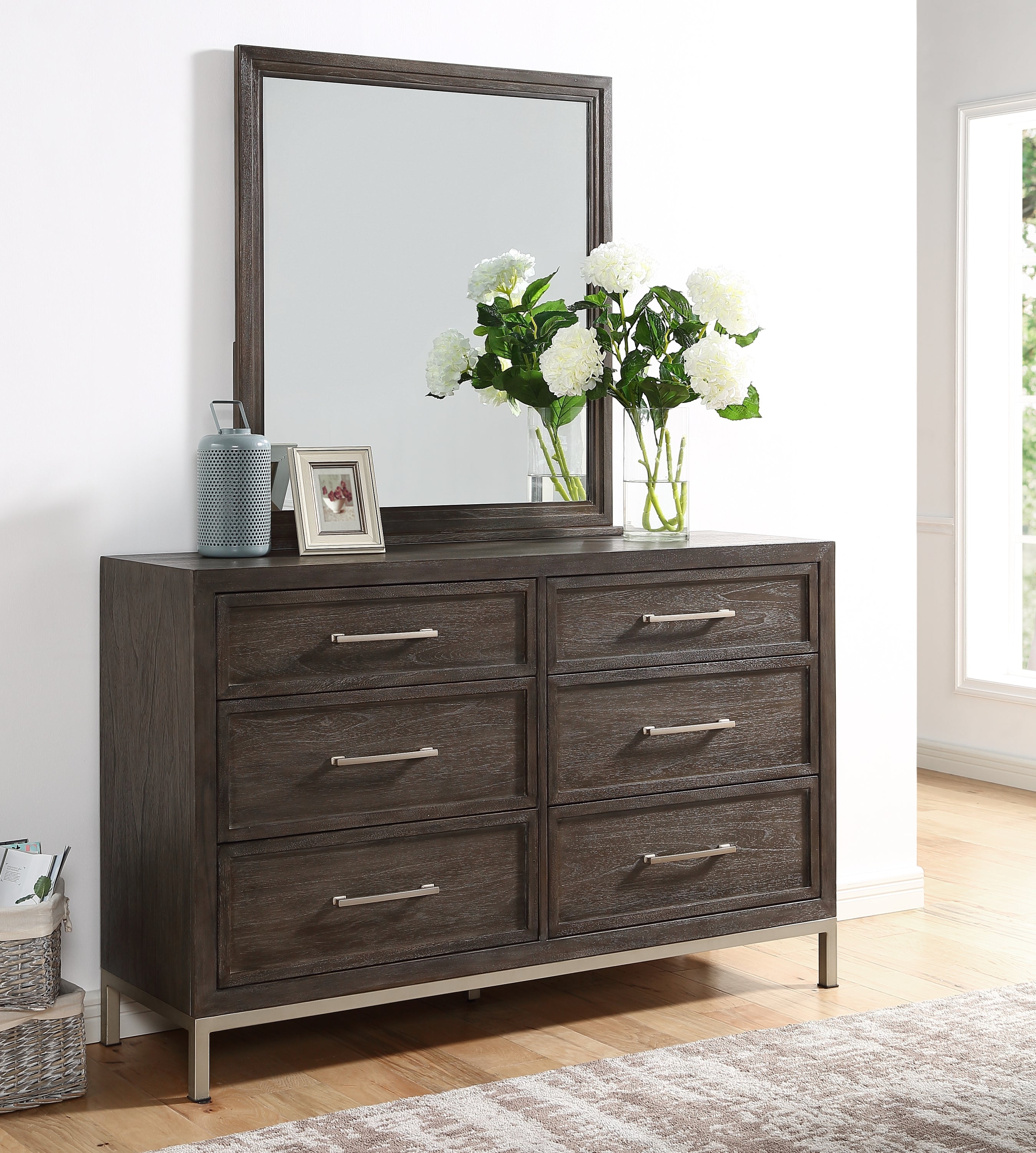 Broomfield Dark Brown Dresser & Mirror Set