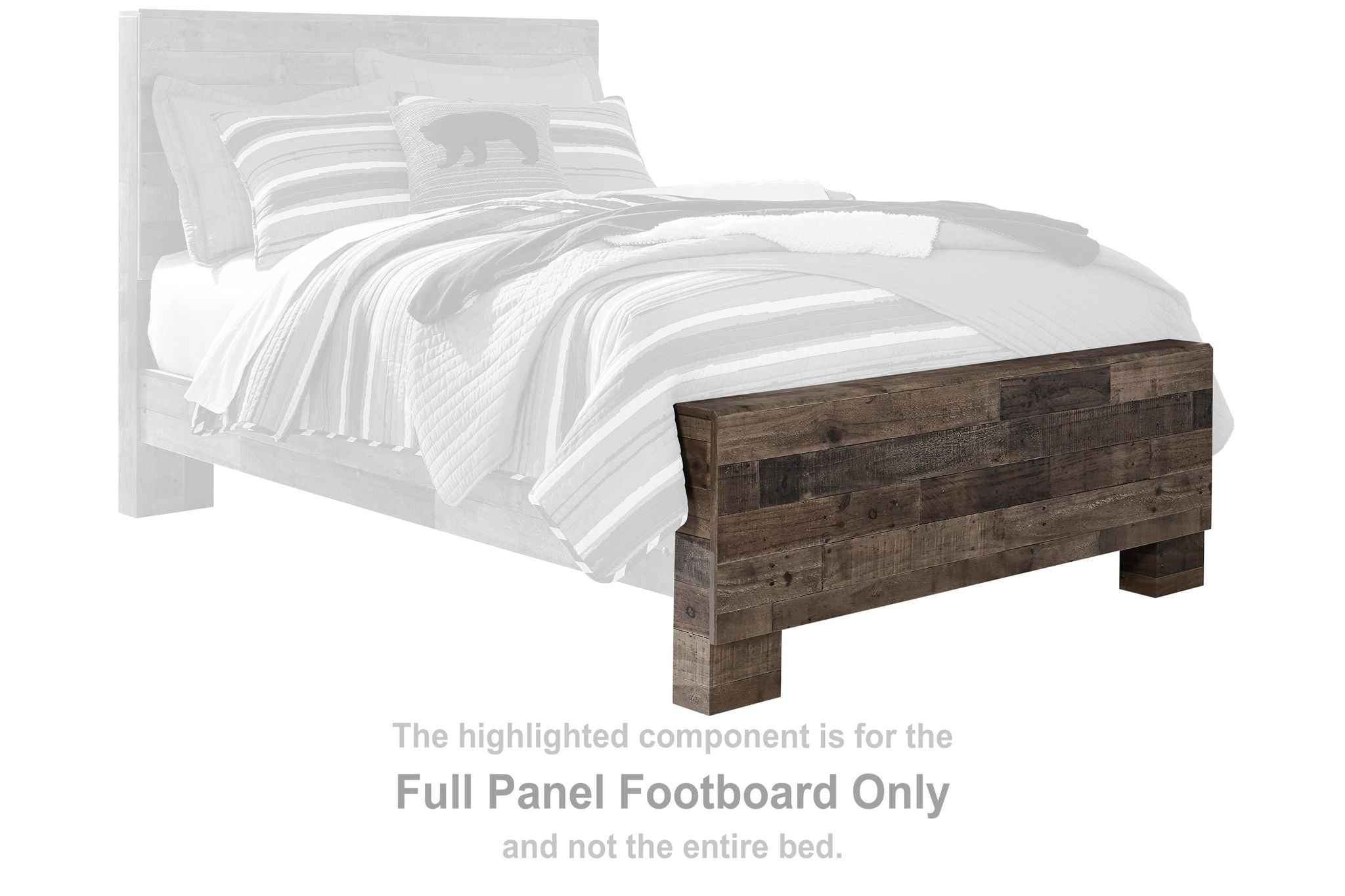 Multi-gray full panel footboard with flat top edge and panel design