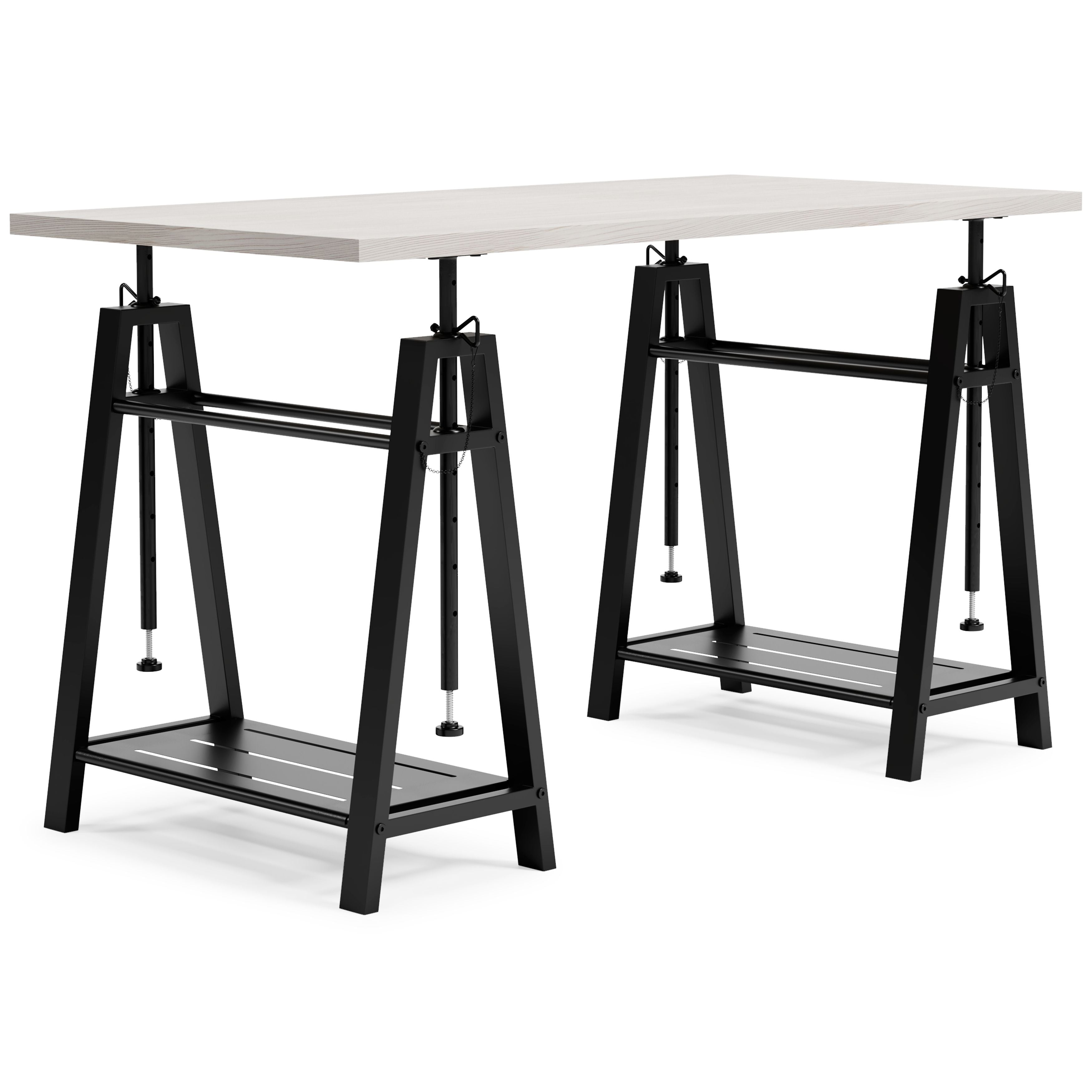 Bayflynn - White / Black - Adjustable Height Desk