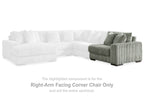 Corner sectional sofa with ribbed fabric, padded back cushions, and chaise-style armrest