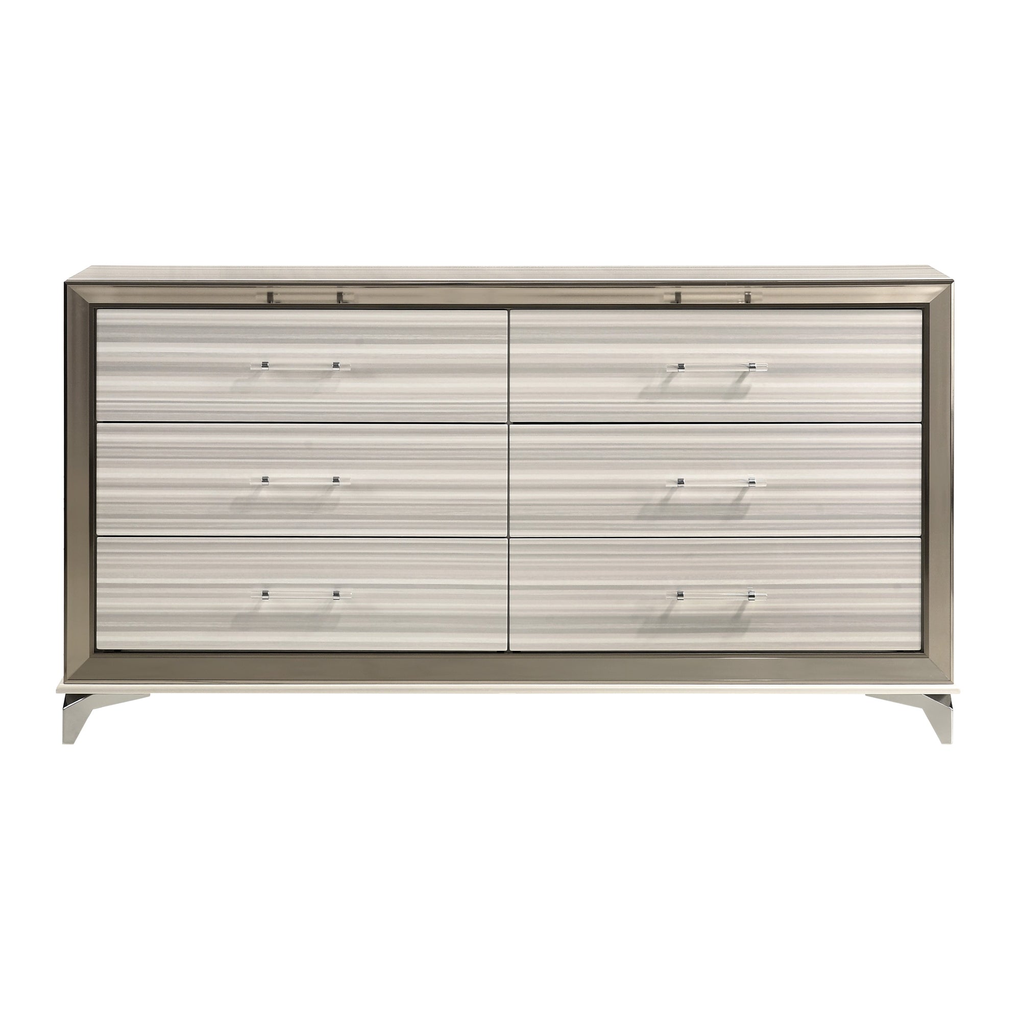 Modern White Dresser | Sleek Design | Chrome Accents