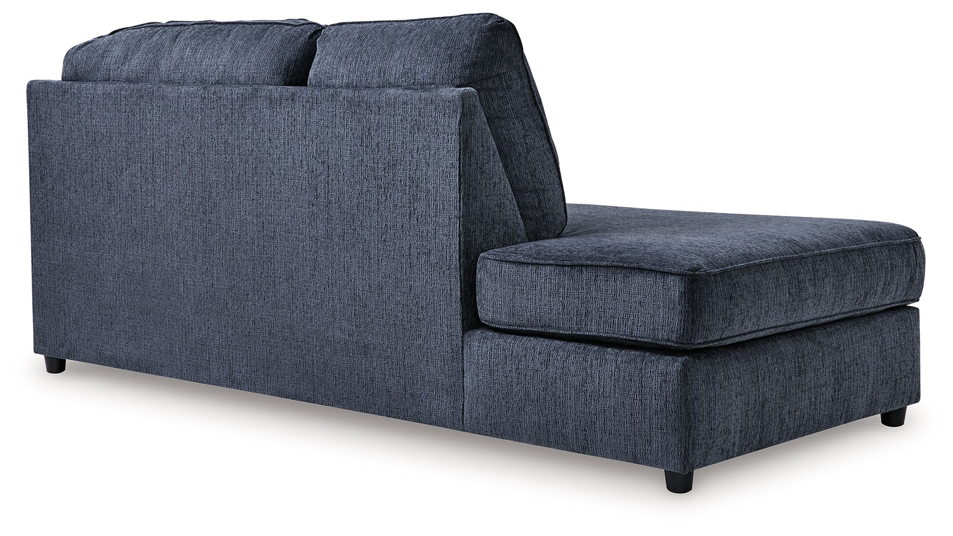Cobalt blue left-facing corner chaise with square armrest and deep cushioned seat