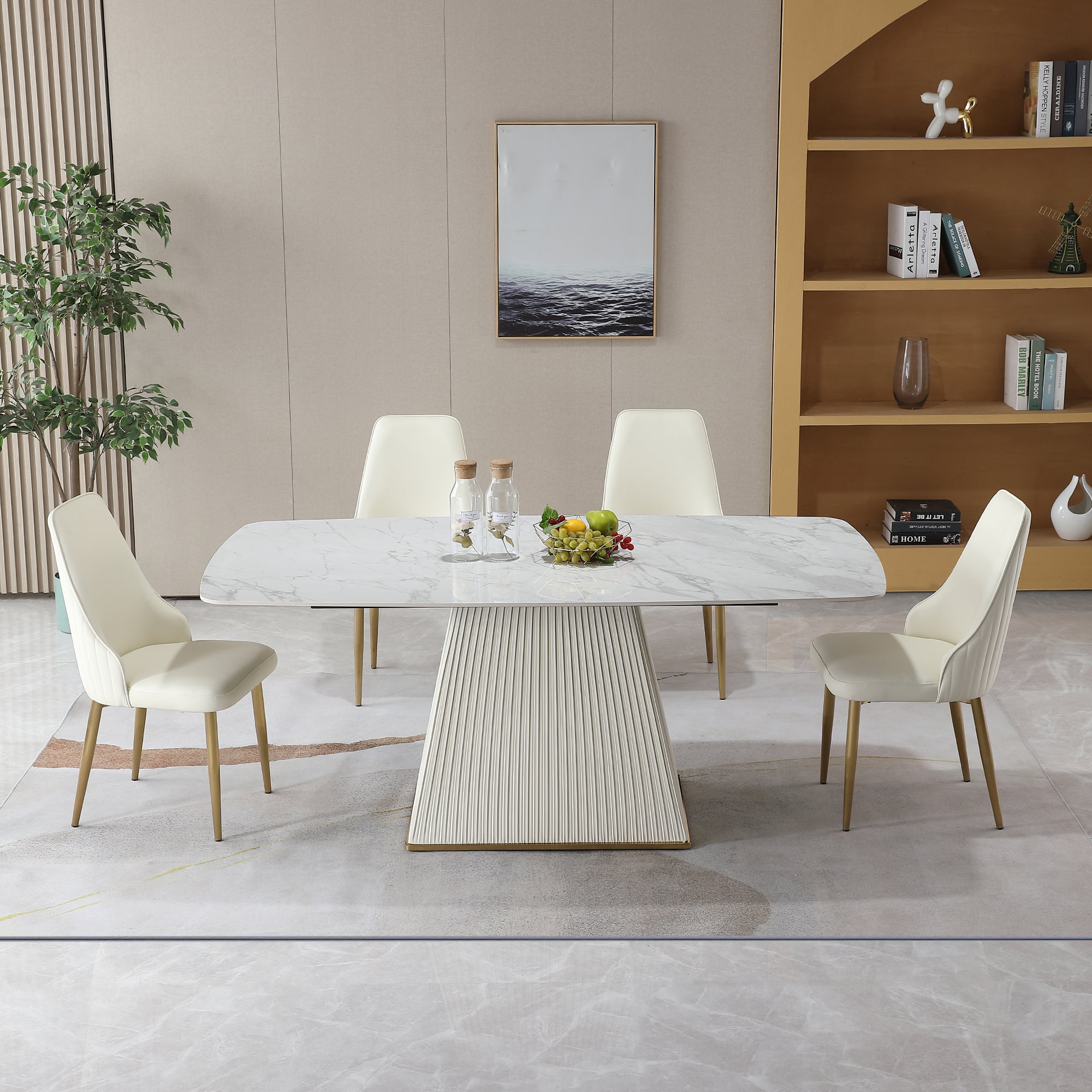 71" Modern Sintered Stone Dining Table & 6 Chairs