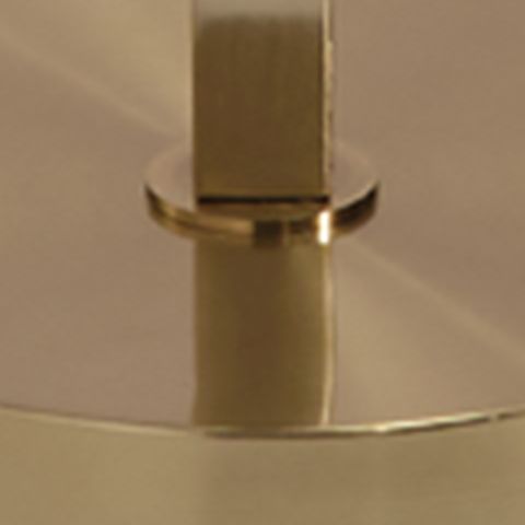Gold metal lamp top collar with cylindrical stem and round ring base.