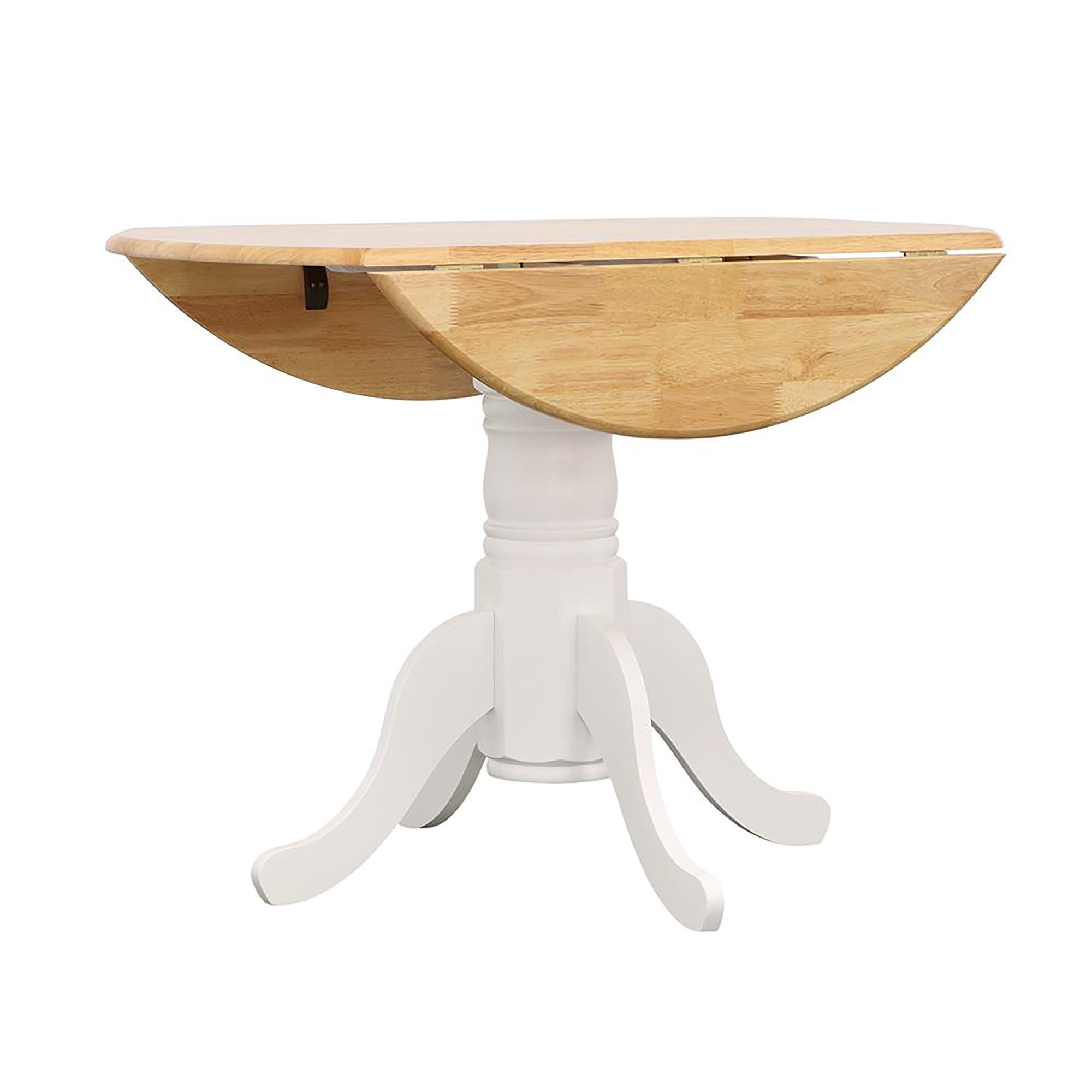 Round Drop Leaf Dining Table - Brown & White