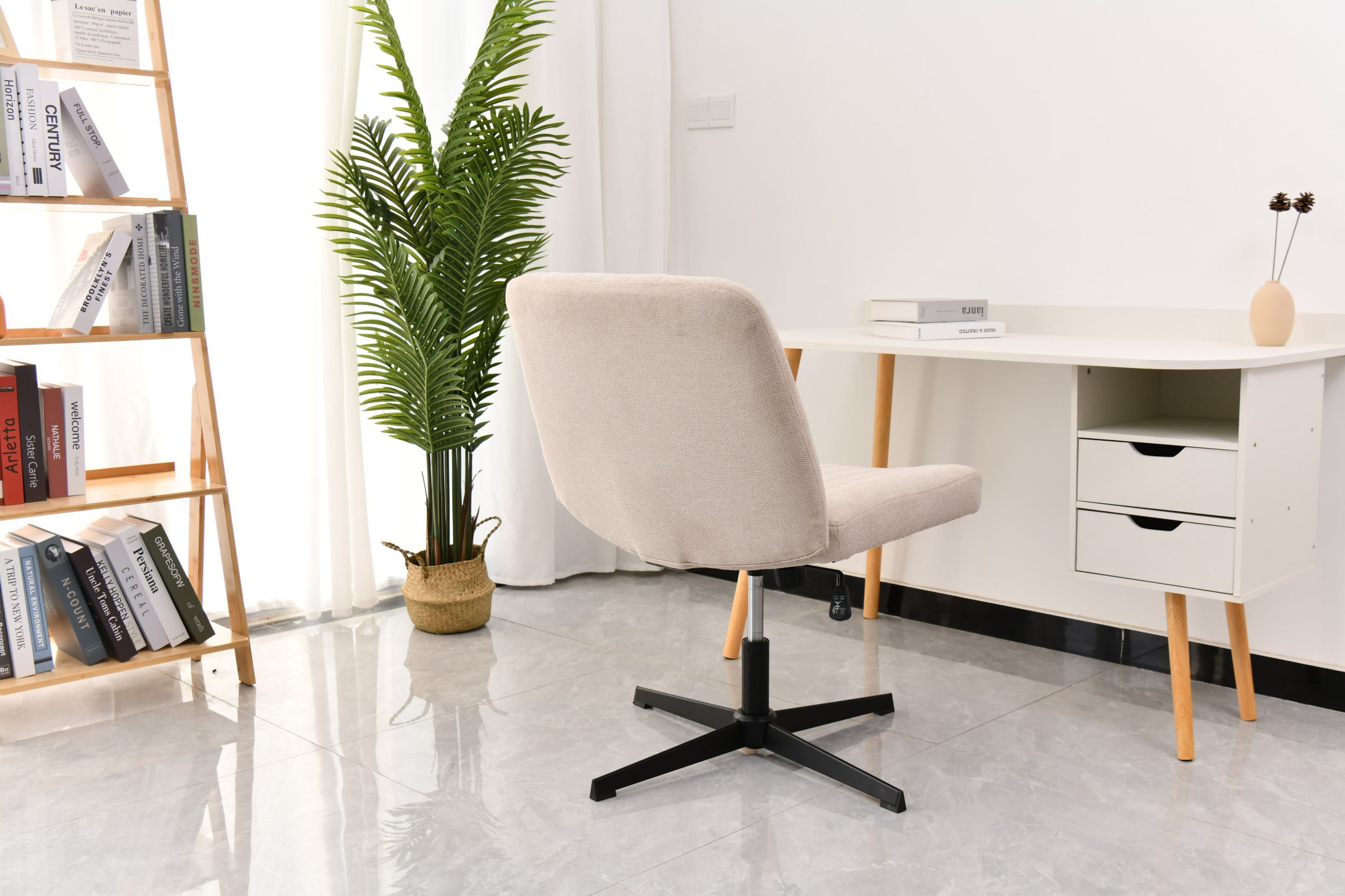 Comfy Fabric Office Chair, Adjustable & Armless