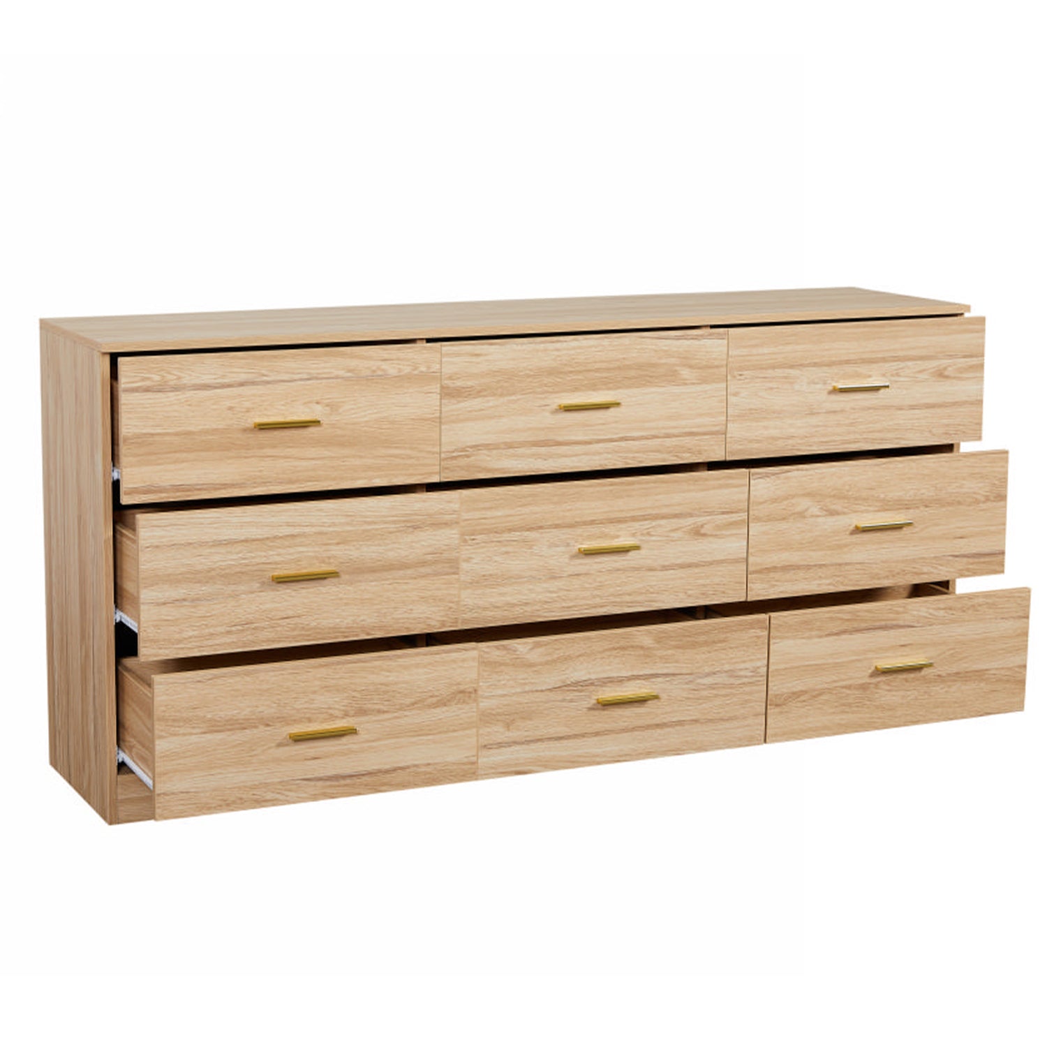 Modern Natural 9-Drawer Dresser: Ample Bedroom Storage