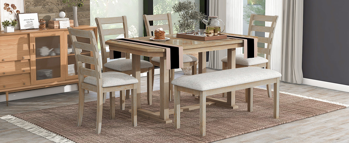 6-Piece Rubber Wood Dining Set