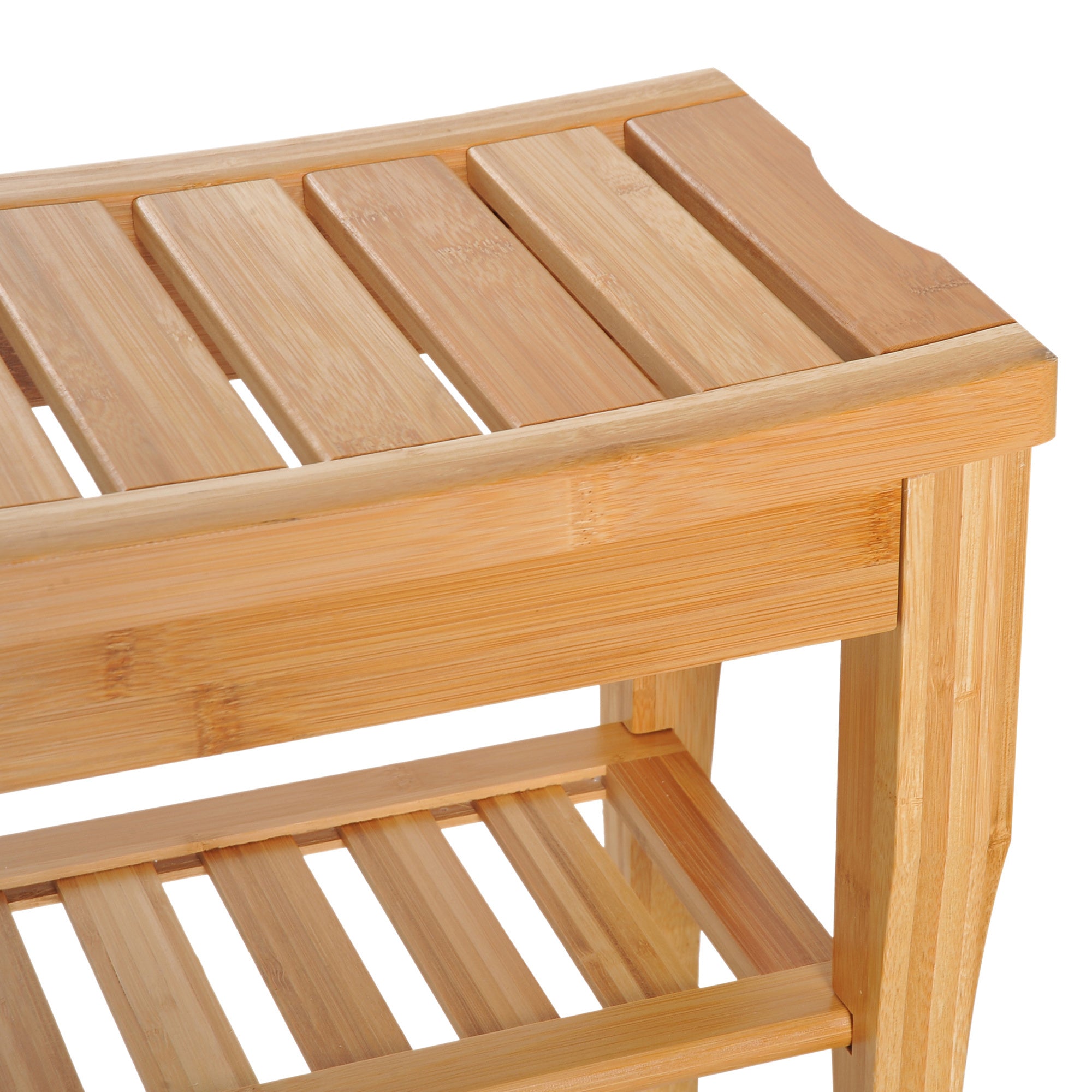 Bamboo Shower Bench with Storage Shelf - 20"