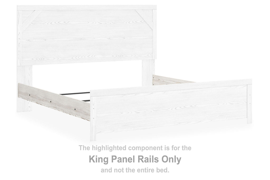 King panel rails, white wood with gray accents, for bed frame