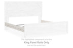 King panel rails, white wood with gray accents, for bed frame