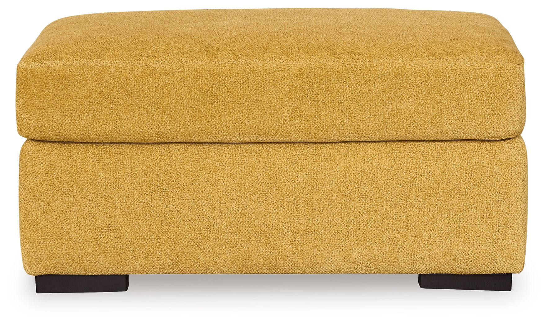 Keerwick sunflower yellow ottoman with thick top cushion and black square feet