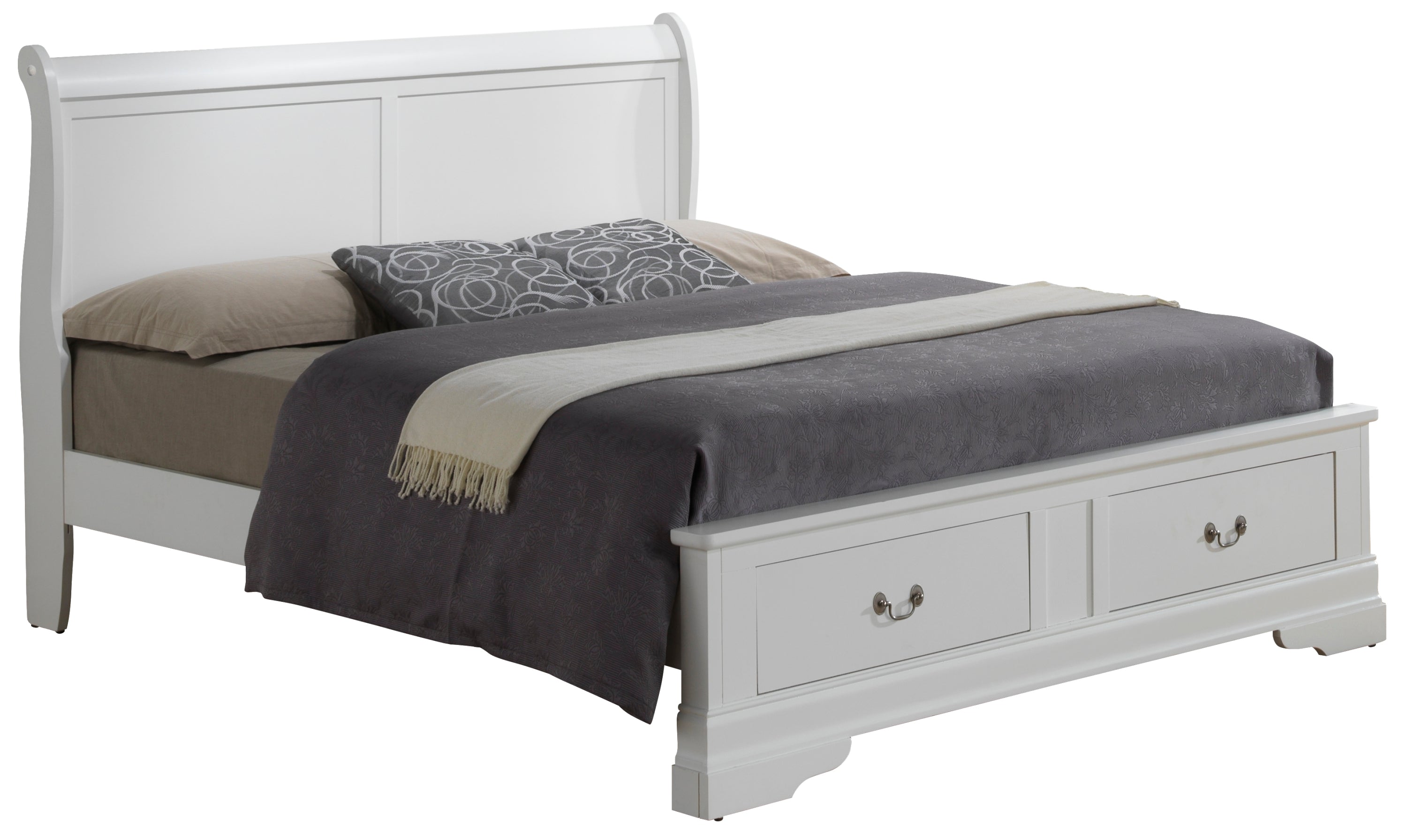 Elegant Traditional White Storage Bed