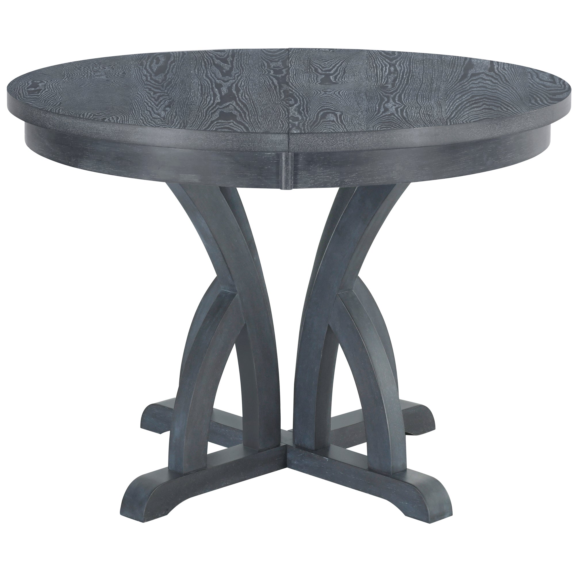 5-Piece Farmhouse Round Dining Table Set (Black)