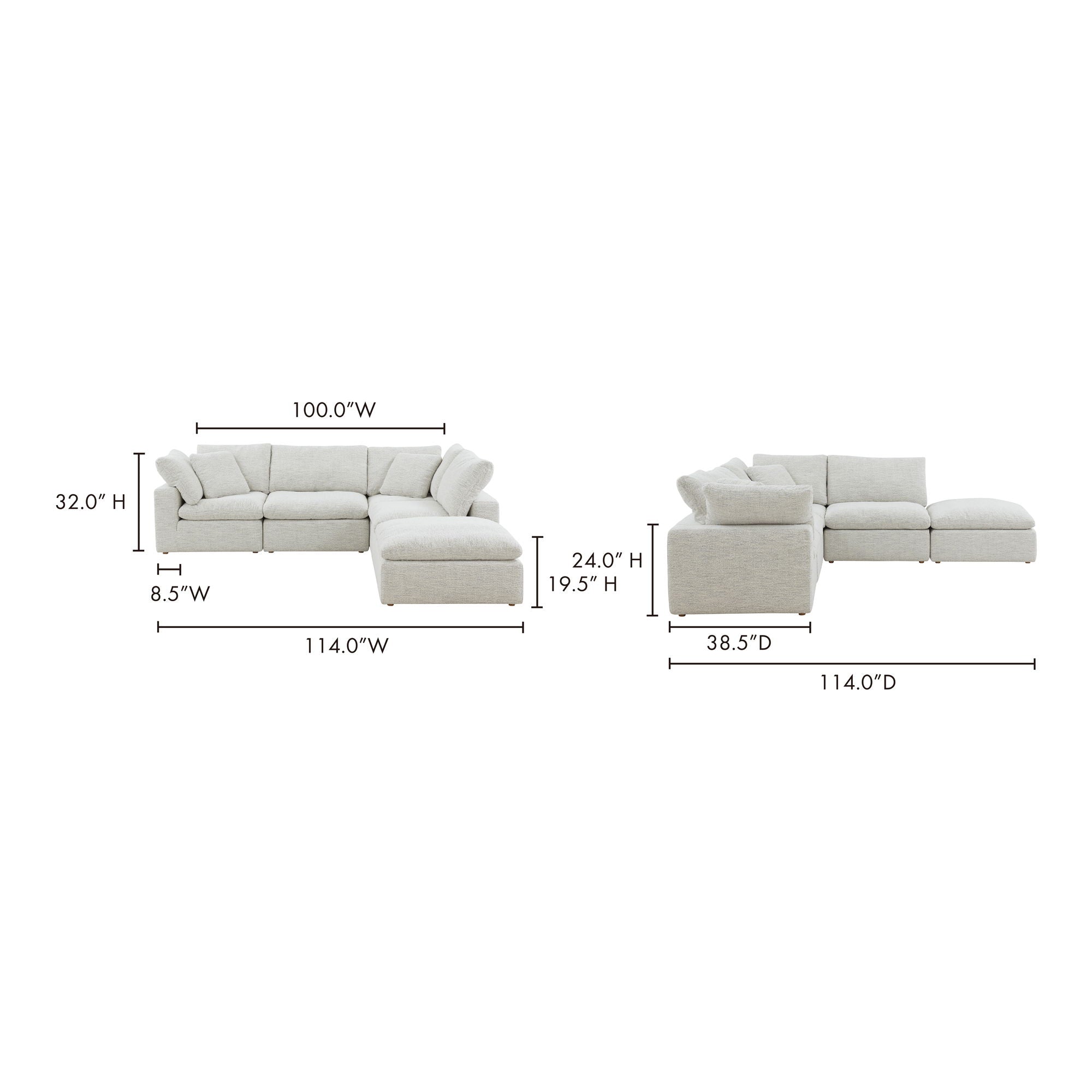 Terra Condo Modular Sectional - Beige - NeverFear™ Fabric-Stationary Sectionals-American Furniture Outlet