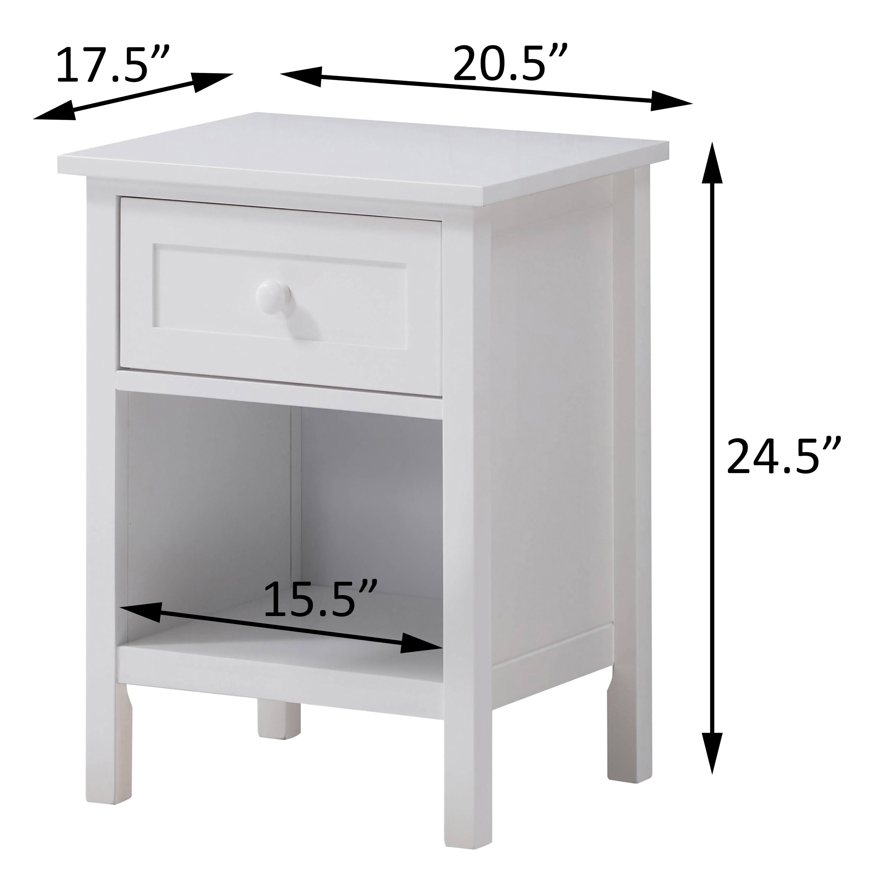 White Nightstand with Drawer