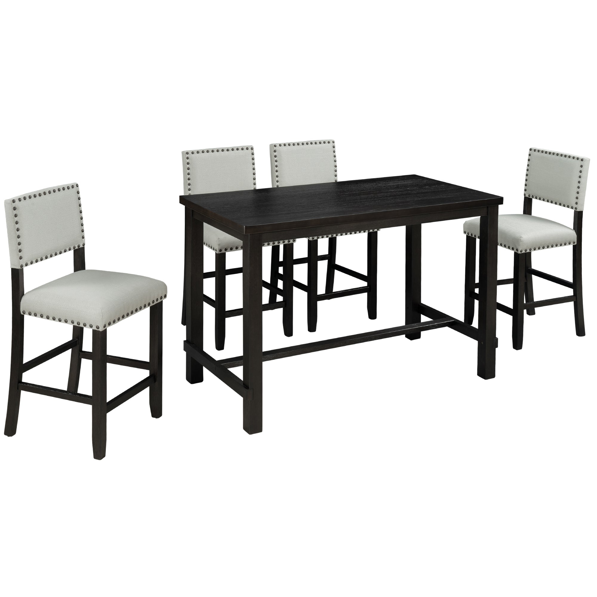 5-Pc Counter Height Dining Set, Espresso/Beige