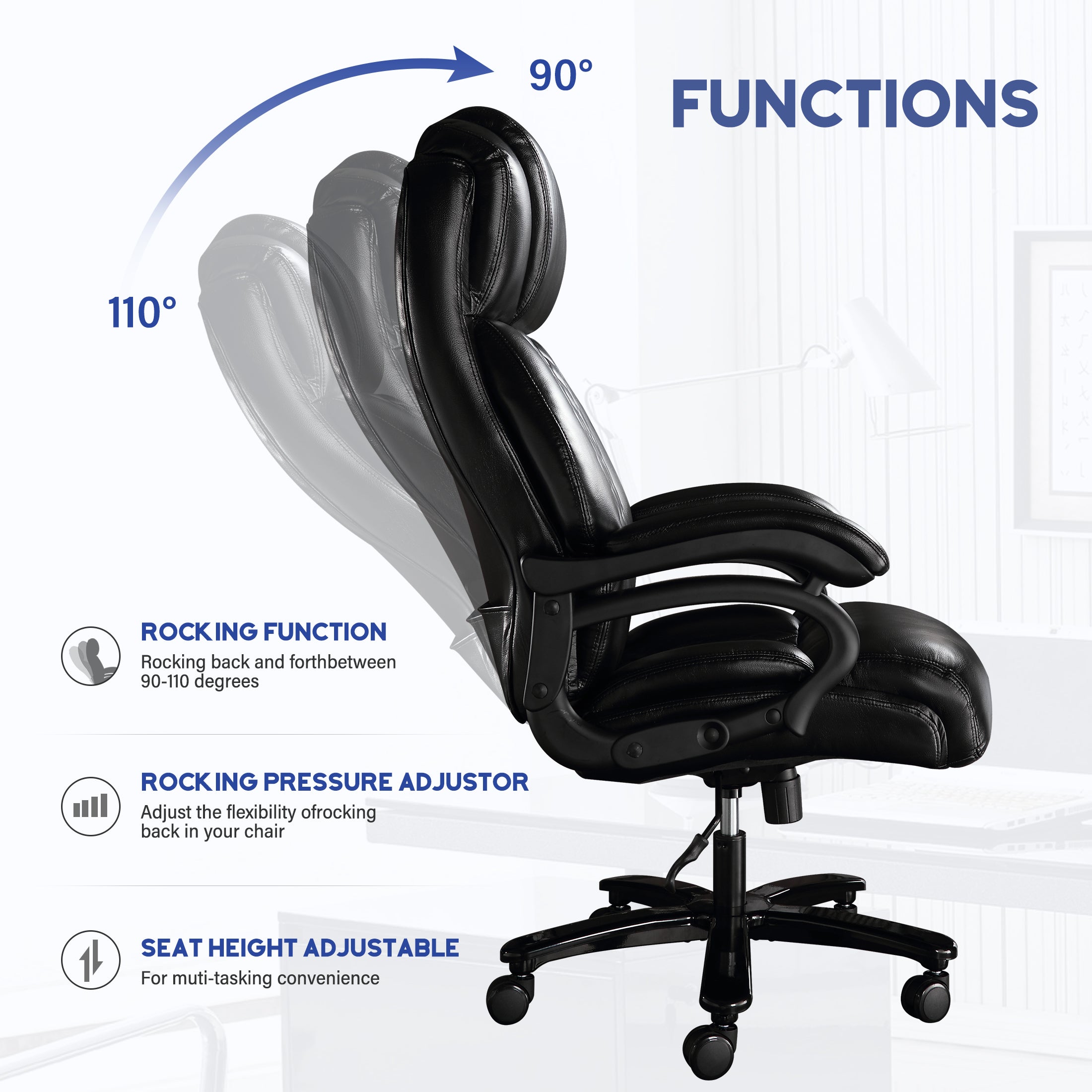 Black Electric Heated Office Chair